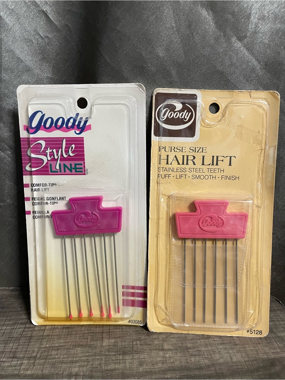 Vintage GOODY Metal Hair Lift Picks Lot 1975 & 1994 Style Line Comfor-Tip Set
